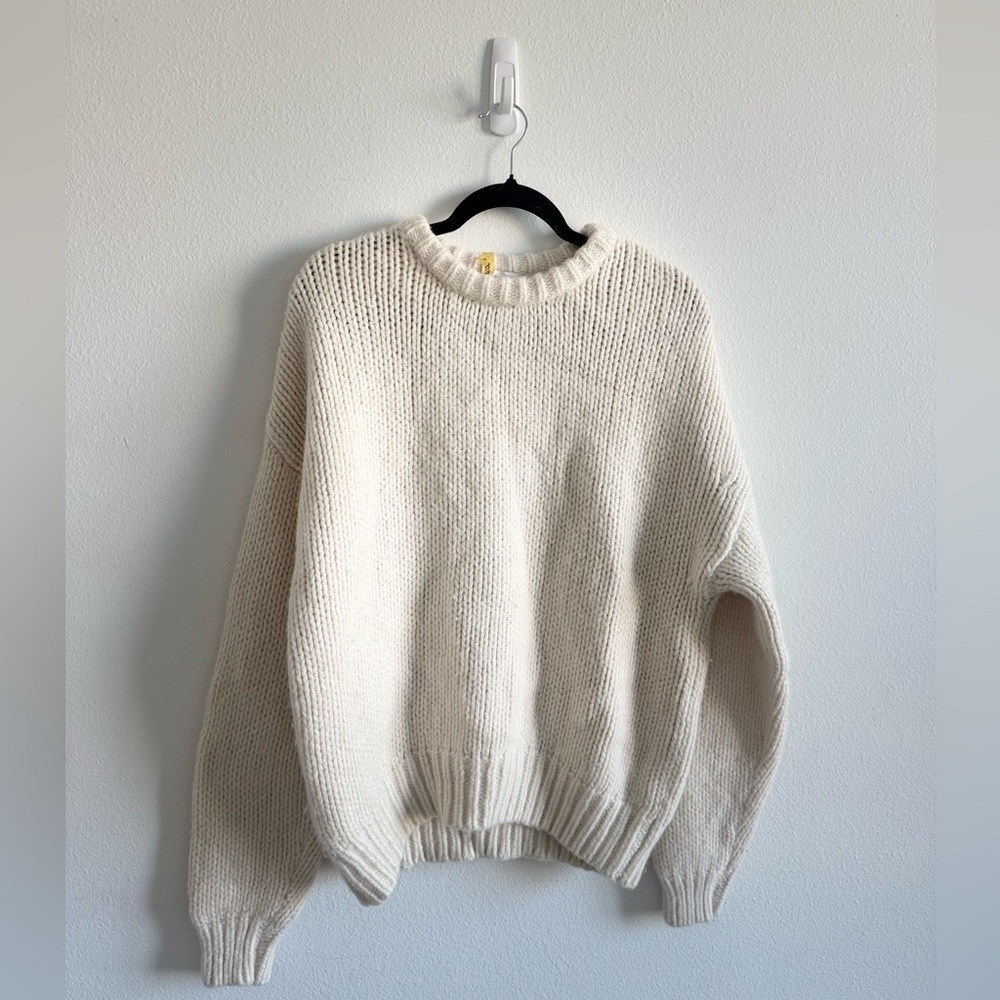 Frame Chunky Cream Crew Neck Sweater